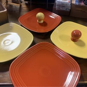 Fiesta Square Dinnerware & Salt/Pepper Shaker Set (of 6) - Sunflower & Cinnamon